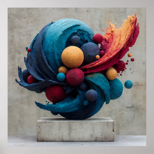 Poster Sculpture de couleur explosive de sphère fissurée (Devant)