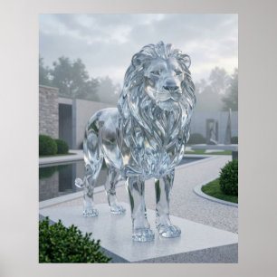 Poster Sculpture de Lion en Verre Aube