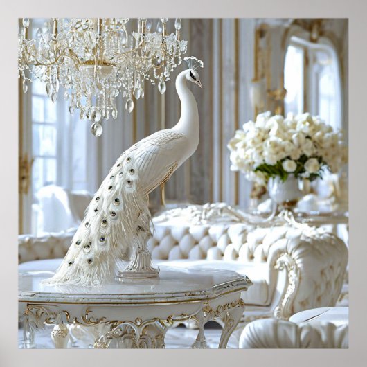 Poster Sculpture de paon blanc (Devant)