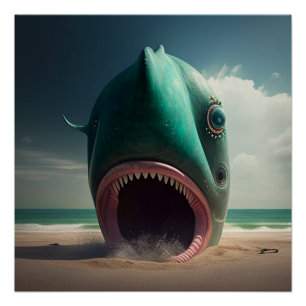 Poster Sculpture de requin sur la plage