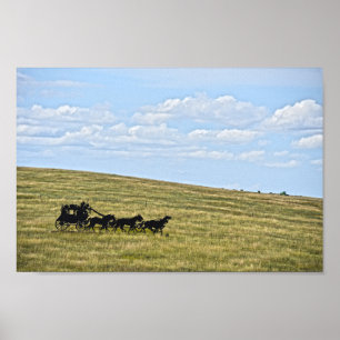 Poster Sculpture de silhouette de stagecoach, Dakota du S