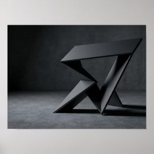 Poster Sculpture géométrique angulaire en graphite Art mu