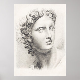 Poster Sculpture grecque ancienne Portrait noir et blanc