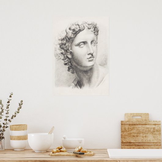 Poster Sculpture grecque ancienne Portrait noir et blanc (Cuisine)