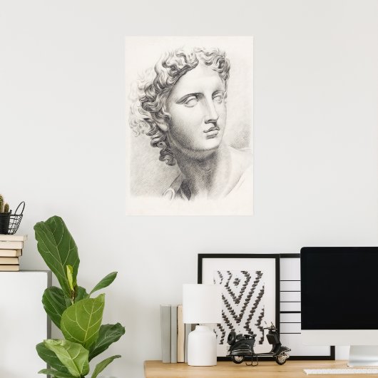 Poster Sculpture grecque ancienne Portrait noir et blanc (Bureau à domicile)