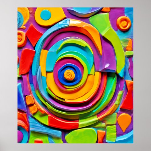 Poster Sculpture surréelle colorée Jouer (Devant)