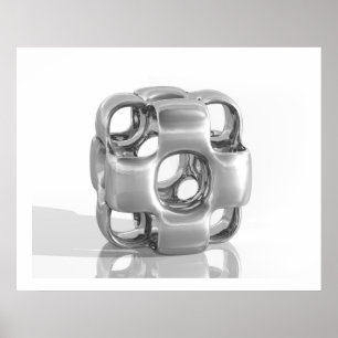 Poster Sculpture Virtuelle En Aluminium poli Cube