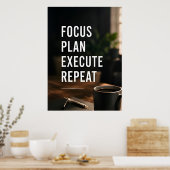 Poster 🎯 Se concentrer Planifier Exécuter Répéter Mental (Cuisine)