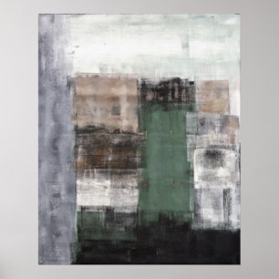 Poster "Se déplaçant au-dessus" de l'art abstrait vert et