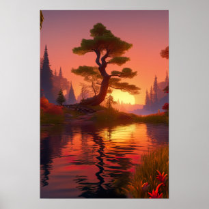 Poster Se pencher en grâce, arbre majestueux