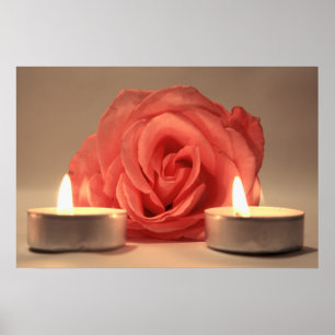 Poster se sont levées deux bougies de photo florale rose