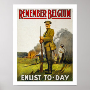 Poster Se souvenir de la Belgique (blanc)
