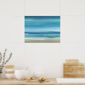Poster Sea Blue Beach Aquarelle Abstraite Ocean Waves (Cuisine)