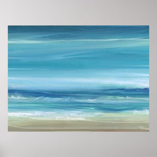 Poster Sea Blue Beach Aquarelle Abstraite Ocean Waves (Devant)