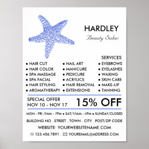 Poster Sea Blue Beach Starfish, Beauté, Salon de beauté