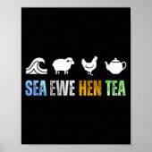 Poster Sea Ewe Hen Tea Funny Joke (Devant)