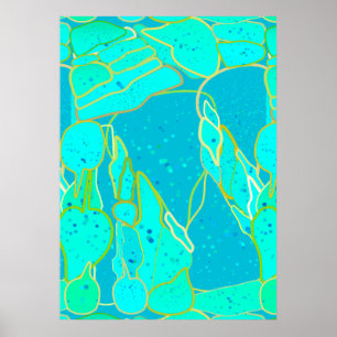 Poster "Sea Grotto" abstrait - turquoise, bleu, or