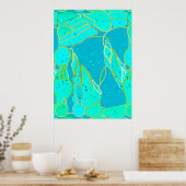Poster "Sea Grotto" abstrait - turquoise, bleu, or (Cuisine)