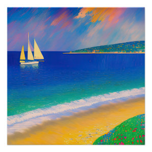 Poster Sea Scape 09 "Yacht in the bay"