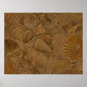 Poster Sea Shells Ocean Beach Gold Elegant Decoupage