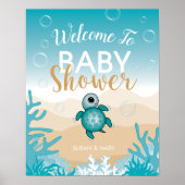 Poster Sea turtle theme baby shower Welcome Sign (Devant)