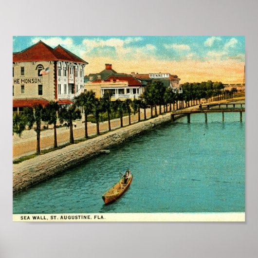 Poster Sea Wall, St. Augustine, Floride Vintage (Devant)