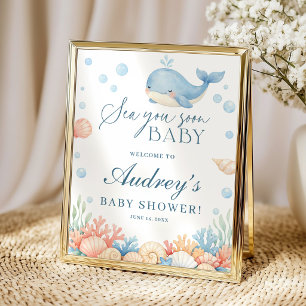 Poster Sea You Soon Baby Shower de Bienvenue sur la Côte