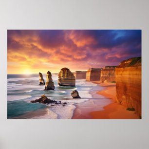 Poster Seacoast Dusk Serene Paysage Art