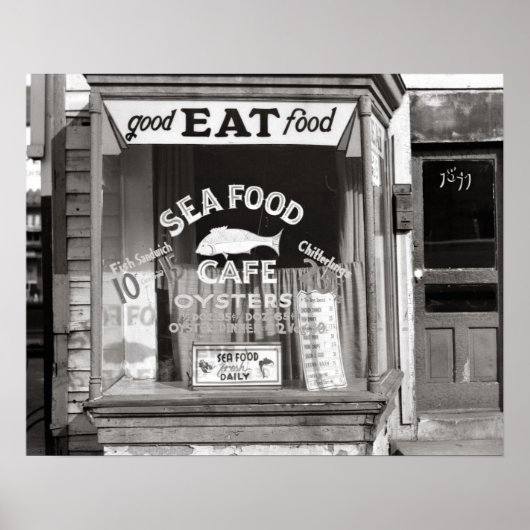 Poster Seafood Cafe, 1937. Photo vintage (Devant)