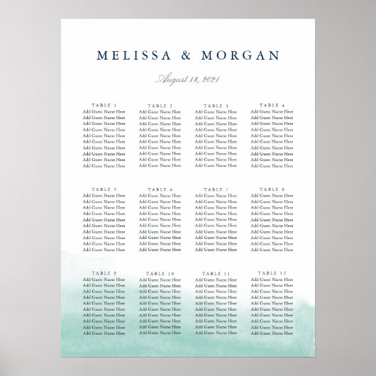 Poster Seaglass Tides Mariage Seasting Chart (Devant)