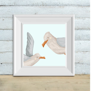 Poster Seagull Adventures - Kids Coastal Art Imprimer