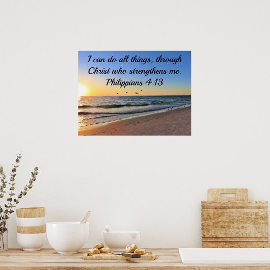 POSTER SEAGULLS AND SUNRISE PHILIPPIANS 4:13 SCRIPTURE (Cuisine)
