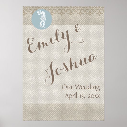 Poster Seahorse Bleu Classique Nautique Élégant (Devant)