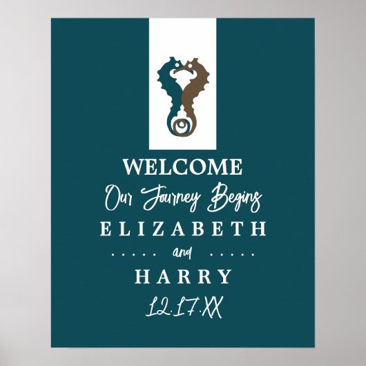 Poster Seahorse Romance, Mariage de plage Bienvenue (Devant)