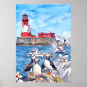Poster Seahouses Northumberland Macareux Longstone (Devant)