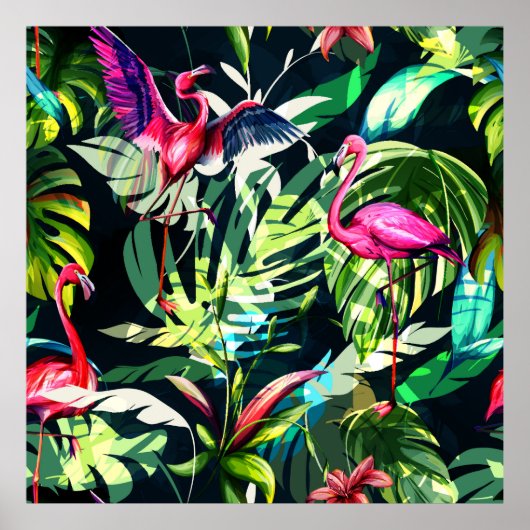 Poster Seamless background floral pattern. Tropical leave (Devant)
