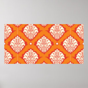 Poster seamless damask wallpaper ornament flowers in oran