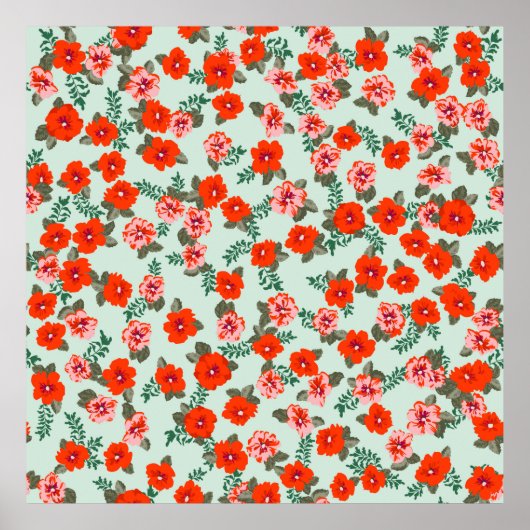 Poster Seamless ditsy pattern in small cute wild flowers. (Devant)
