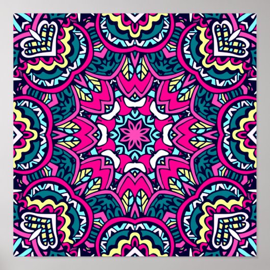 Poster Seamless Festive Boho Mandala (Devant)