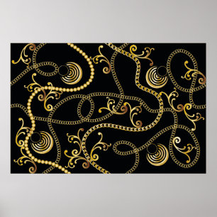 Poster Seamless golden chain pattern fashion, Illustrati