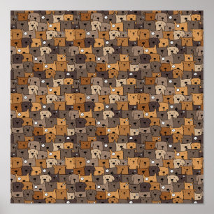 Poster Seamless Kawaii Dogs