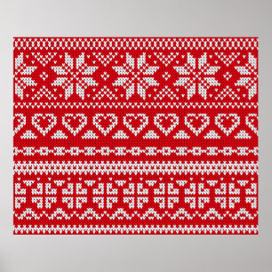 Poster Seamless knitting pattern Norway festive sweater d