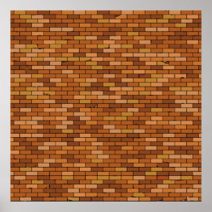 Poster Seamless Old brick wall background with vignette. 