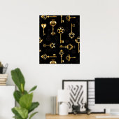 Poster Seamless Pattern with Golden Keys (Bureau à domicile)