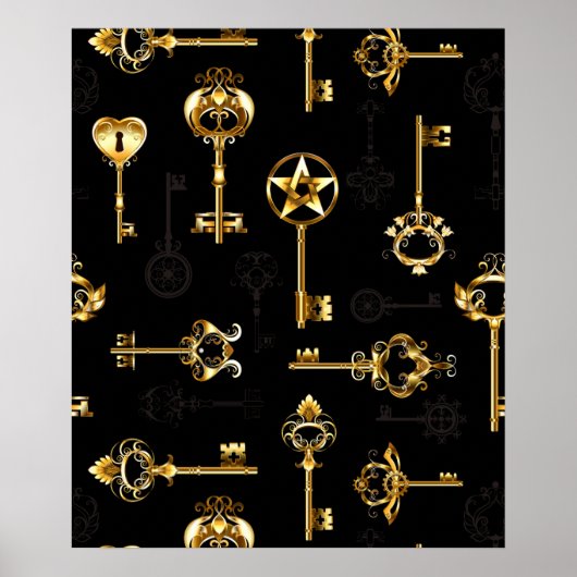 Poster Seamless Pattern with Golden Keys (Devant)