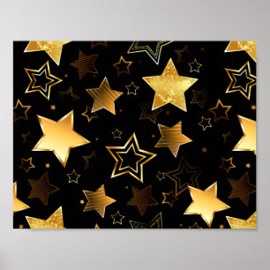 Poster Seamless pattern with Golden Stars