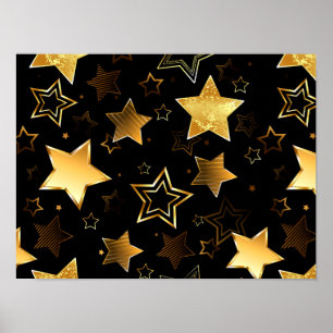 Poster Seamless pattern with Golden Stars