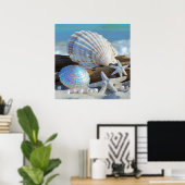 Poster Seashell Starfish Pearls Sand Beach Été, (Bureau à domicile)