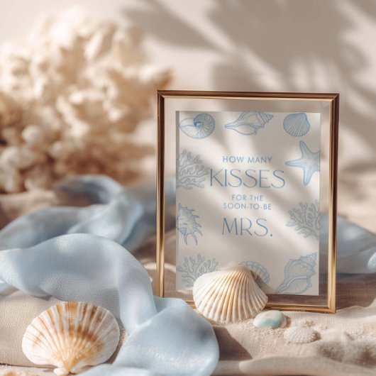 Poster  Seashells Bridal Shower How Many Kisses