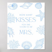 Poster  Seashells Bridal Shower How Many Kisses (Devant)